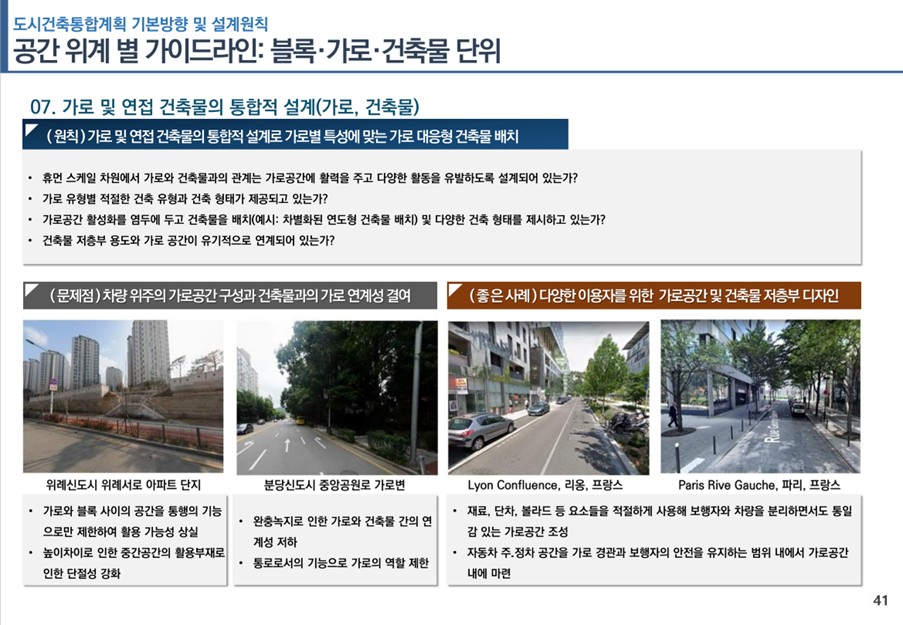 가로 및 연접 건축물 통합적 설계 가이드라인